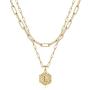 M MOOHAM Dainty Layered Initial Necklaces for Women, 14K Gold Plated Paperclip Chain Necklace Simple Cute Hexagon Letter Pendant Initial Choker Necklace Gold Layered Necklaces for Women