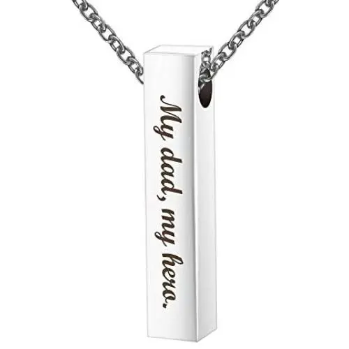 Fanery Sue Custom Urn Necklace for Ashes Personalized Name Memorial Cremation Jewelry Vertical Bar Pendant Fanery Sue Custom Urn Necklace for Ashes Personalized Name Memorial Cremation Jewelry Vertical Bar Pendant
