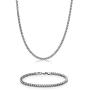 Mens Stainless Steel Thin Foxtail Gift Set Necklace - 4 MM, 22 Inches Length with Lobster Lock