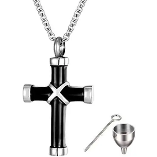 Virginia-CO Stainless Steel Cross Urn Necklace Pendant Memorial Ash Keepsake Jewelry for mom & dad Virginia-CO Stainless Steel Cross Urn Necklace Pendant Memorial Ash Keepsake Jewelry for mom & dad