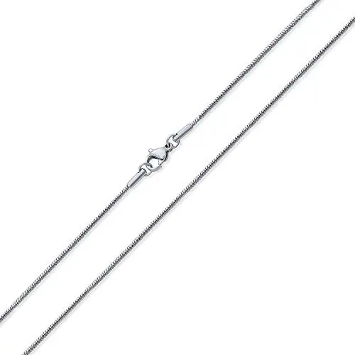 Bling Jewelry Strong 1.5MM Silver Tone Stainless Steel Thin Magic 8 Sided Snake Chain Necklace for Women for Men 16 18 20 24 30 Inch Bling Jewelry Strong 1.5MM Silver Tone Stainless Steel Thin Magic 8 Sided Snake Chain Necklace for Women for Men 16 18 20 24 30 Inch