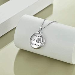 HUKKUN 925 Sterling Silver Cremation Jewelry for Ashes Sunflower Urn Necklaces for Women Urn Necklace for Pet Ashes