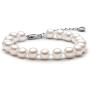Pearl Bracelets for Women Freshwater Cultured White Round Sterling Silver Genuine Pearl Bracelet for Girls 6-6.5mm/6.5-7.5mm/7.5-8.5mm