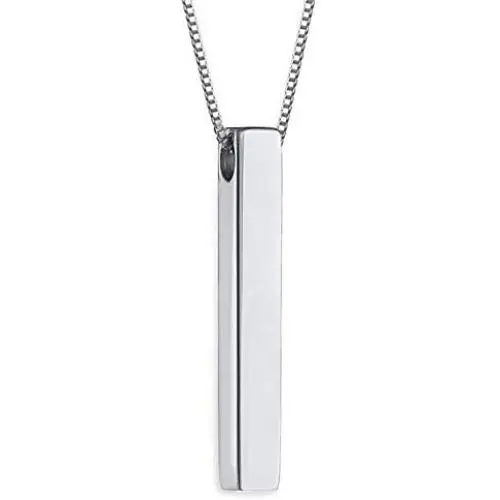 Funcok Personalized Stainless Steel Name Engraved 3D Bar Pendant Necklaces Jewelry Gifts
