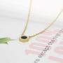 KLKE 14K Gold Necklaces for Women, Dainty Choker Necklace Gift Black Onyx Round Pendant Stainless Steel Necklaces for Girls