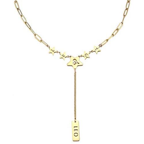 Ubrand Stainless Steel 12 Constellation Constellation Necklace, Gold-Plated and Silver-Plated Zodiac Creative Pendant, 18.5 + 2'' Extension Cord