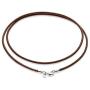 Miabella Genuine Italian 2mm Black or Brown Leather Cord Chain Necklace for Men Women with 925 Sterling Silver Clasp 14, 16, 18, 20, 22, 24, 26 Inch Made in Italy