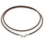 Miabella Genuine Italian 2mm Black or Brown Leather Cord Chain Necklace for Men Women with 925 Sterling Silver Clasp 14, 16, 18, 20, 22, 24, 26 Inch Made in Italy
