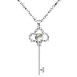 BEAUTY CHARM I Love You Necklace100 Languages Sterling Silver Key Pendant Necklace for Women Teen Girls