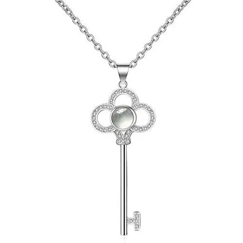 BEAUTY CHARM I Love You Necklace100 Languages Sterling Silver Key Pendant Necklace for Women Teen Girls