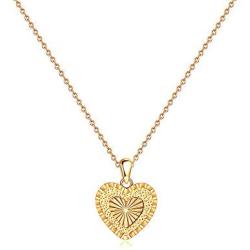 IEFSHINY Heart Initial Necklace for Women - 14K Gold Filled Dainty Heart Pendant Initial Letter Necklaces, Handmade Engraved Alphabet Monogram Necklaces Jewelry Gift Idea for Women Teen Girls