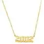 Old English Birth Year Necklace for Women Stainless Steel 18K Gold Plated Special Gothic Date Year Number Pendant Necklaces Friendship Jewelry 1990-2003