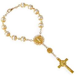 Joctly Rosary Cross Bead Bracelet Crucifix Coin Bracelet