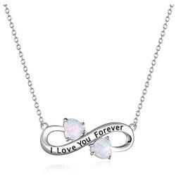 YFN I Love You Forever Sterling Silver Pendant Necklace Birthday Gift Jewelry 18Inch