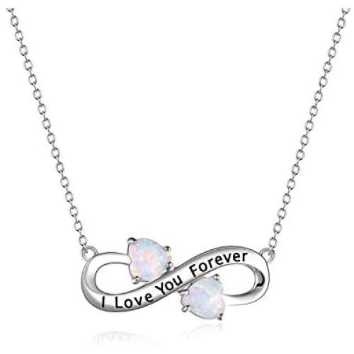 YFN I Love You Forever Sterling Silver Pendant Necklace Birthday Gift Jewelry 18Inch
