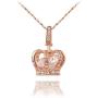 TIDOO Jewelry Womens Queen Crown Pendant Necklace 3 Lays Rose Gold/Platinum Plated with Austrain Crystals