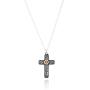 PZ Paz Creations 925 Sterling Silver Gemstone Cross Pendant for Women Girls | Birthstone Blue Topaz Citrine | 18'' Round Rolo Chain | Made in Israel