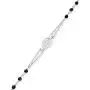 Miabella 925 Sterling Silver Italian Handmade Natural Black Spinel Rosary Beaded Sideways Cross Necklace for Women Teen Girls 18, 20 Inch Chain Made in Italy