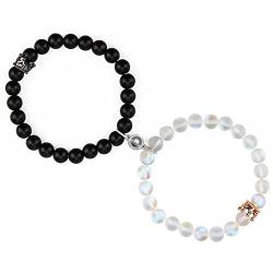 Magnetic Couples Bracelets King and Queen, Crown Couples Bracelets for Men and Women, Beads Couple Bracelet for Him and Her, Couples Gifts for Boyfriend Girlfriend and Best Friend