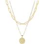 Gold Layered Choker Necklace for Women 18K Gold Plated Moon Star Angel Lion Coin Charm Paperclip Link Chain Necklace Pendant Minimalist Jewelry for Women Girls