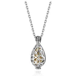 PiercingJ Cremation Jewelry for Ashes Stainless Steel Hollow Teardrop Flower Ashes Pendant Necklace with Mini Keepsake Urn Memorial Ash Jewelry for Women
