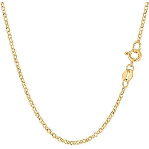 14k SOLID Yellow Gold 2.0mm, 2.3mm, 3.2mm or 4.6mm Shiny Diamond Cut Rolo Chain Necklace Or Bracelet for Pendants and Charms with Lobster-Clasp Or Spring-Ring Clasp (7'' 16'' 18'' 20'' 22'' 24'' 30”)
