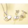 FANCIME 925 Sterling Silver Star Heart Small Stud Earrings/Pendant Necklace Cute Tiny Charm Earrings High Polished Dainty Fine Jewelry Set Gifts for Mom Women Teen Girls