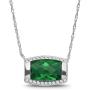 Sterling Silver Diamond and Lab-Created Emerald Pendant Necklace (1/10 cttw, I-J Color, I2-I3 Clarity), 18''