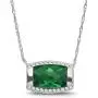 Sterling Silver Diamond and Lab-Created Emerald Pendant Necklace (1/10 cttw, I-J Color, I2-I3 Clarity), 18'' Sterling Silver Diamond and Lab-Created Emerald Pendant Necklace (1/10 cttw, I-J Color, I2-I3 Clarity), 18''
