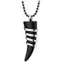COOLSTEELANDBEYOND Men Women Black Onyx Tusk Horn Pendant Wrapped by Stainless Steel Wire Black Silicone Strap Necklace COOLSTEELANDBEYOND Men Women Black Onyx Tusk Horn Pendant Wrapped by Stainless Steel Wire Black Silicone Strap Necklace