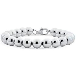 Simple Plain Polish Round Stackable 925 Sterling Silver Bead Ball Strand Bracelet For Women Teen 8MM 7 7.5 8 8.5 9 Inch