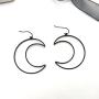 Bohemian Black Hollow Big Moon Pendant Earrings for Women Girls Jewelry Gifts Punk Metal Cute Moon Dangle Drop Earrings Jewelry