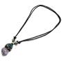 Mia Jewel Shop Natural Raw Rough Healing Gemstone Pendant Round Chrysocolla Stone Adjustable Necklace (Purple Amethyst)