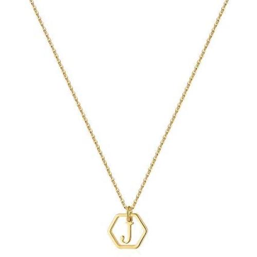 MONOZO Hexagon Initial Necklace for Women, 14k Gold Filled Letter Pendant Necklace Dainty Personalized Alphabet 26 Monogram Initial Necklace for Girls Jewelry Gifts