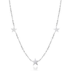 555Jewelry Stainless Steel Dainty Tri Star Necklace Pendant for Women & Girls