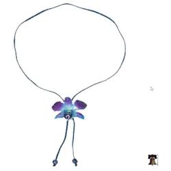 NOVICA Natural Orchid and Sodalite Long Lariat Necklace, 34.5'', Midnight Blue with Leather Cord
