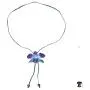NOVICA Natural Orchid and Sodalite Long Lariat Necklace, 34.5'', Midnight Blue with Leather Cord