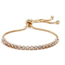 Celeste 18k Gold Filled Box Chain Adjustable Crystal Rhinestone 3mm Bracelet Bangles Adjustable Zirconia Tennis Bracelet