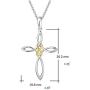 FANCIME 14K Gold Plated Sterling Silver Celtic Knot Cross Crucifix Infinity Pendant Necklace for Women Girls,16+2''