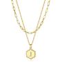 DHQH Layered Initial Necklaces for Women Girls,14K Gold Plated Paperclip Chain Necklace Adjustable Hexagon Letter Pendant Initial Layering Choker Necklace Jewelry Teen Girls Gifts