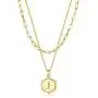 DHQH Layered Initial Necklaces for Women Girls,14K Gold Plated Paperclip Chain Necklace Adjustable Hexagon Letter Pendant Initial Layering Choker Necklace Jewelry Teen Girls Gifts