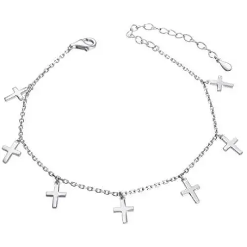S925 Sterling Silver Jewelry Cross Adjustable Bracelet Link 7 to 9 inches