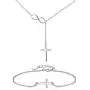Q﹠YFH Dainty Gold Infinity Cross Y Necklace Bracelets Jewelry Set Cool Cross Infinity Necklaces for Women Teen Girls