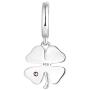 JO WISDOM 925 Sterling Silver Lucky 4 Leaf Clover Charm Dangle Bead with 3A Cubic Zirconia for Bracelet for Women Girls,Hole Size:5.2MM