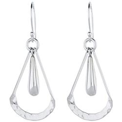 Pepe Dominguez 925 Sterling Silver Long Drop on Hammered Swing Dangle Earrings