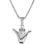 Sterling Silver Hawaiian Shaka Hang Loose Necklace Pendant with 18'' Box Chain Sterling Silver Hawaiian Shaka Hang Loose Necklace Pendant with 18'' Box Chain