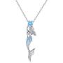 Cuoka Mermaid Necklace, Mermaid Earrings 925 Sterling Silver Nautical Jewelry Ariel Necklace for Women Mermaid Decor Mermaid Lover Gift