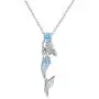 Cuoka Mermaid Necklace, Mermaid Earrings 925 Sterling Silver Nautical Jewelry Ariel Necklace for Women Mermaid Decor Mermaid Lover Gift