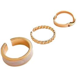 tenghong2021 1-3 Pcs Adjustable Hollow Open Rings Set Gold Chain Link Rings Simple Stackable Knuckle Finger Rings Toe Rings Set Finger Foot Hypoallergenic Jewelry for Women Men Couple