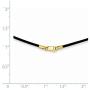 Solid 14k Yellow Gold 1.5mm Black Leather Cord Necklace Chain - with Secure Lobster Lock Clasp